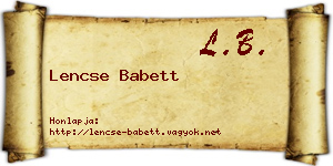 Lencse Babett névjegykártya